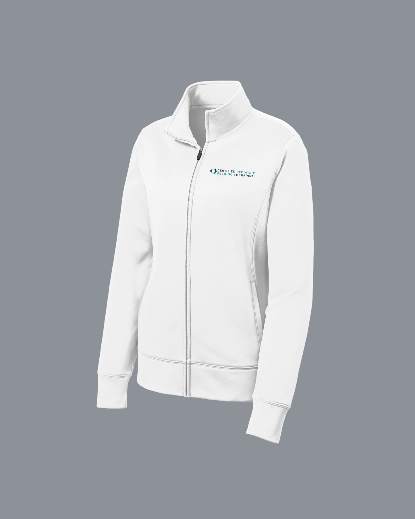 LADIES FLEECE FULL ZIP NAVY AND WHITE CPFT