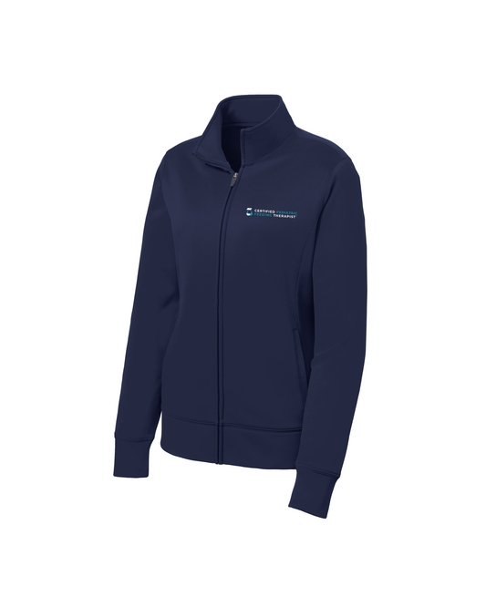 LADIES FLEECE FULL ZIP NAVY AND WHITE CPFT